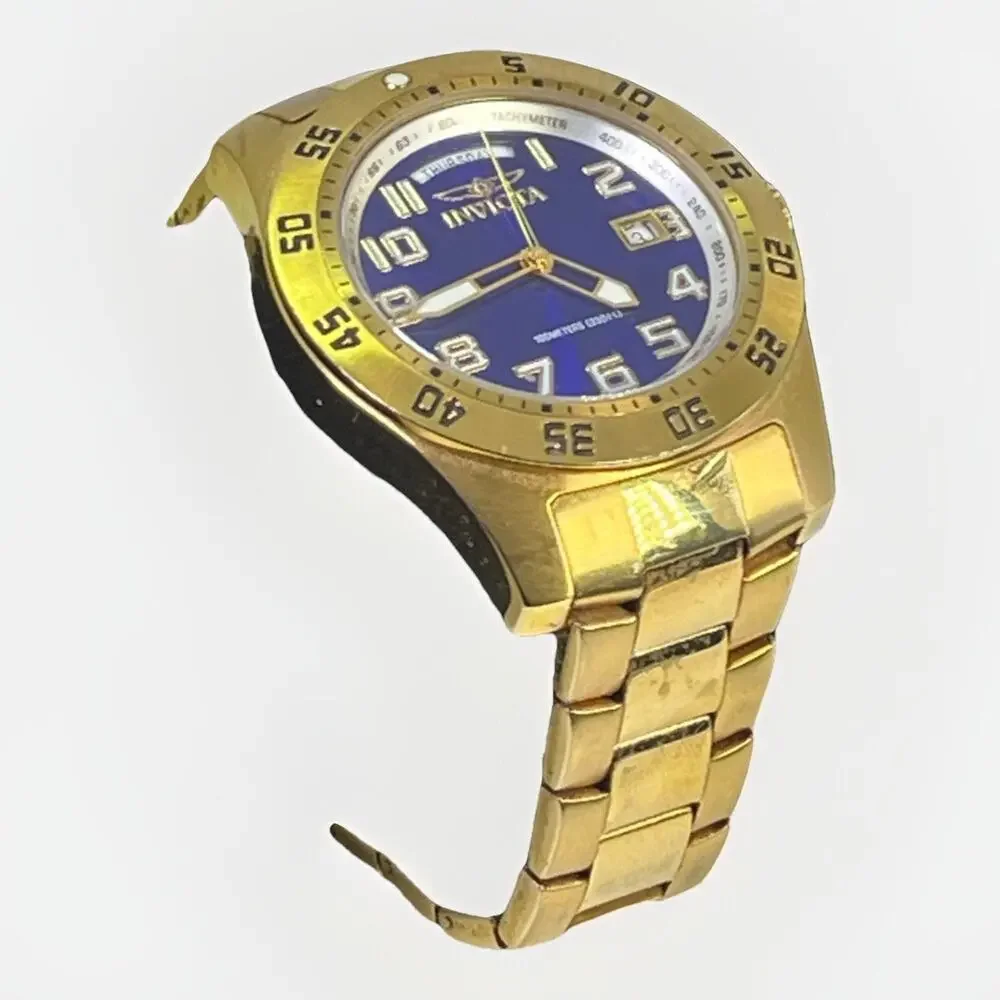 INVICTA Men's Specialty Blue Dial 18k Yellow Gold Plated Watch- Model 5762 w Box
